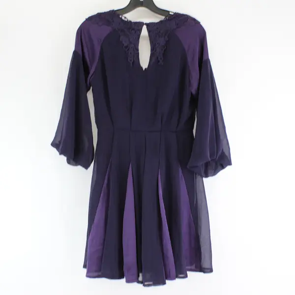 Frock & Frill Women's 10 Purple Embellished Satin and Chiffon Midi Dress