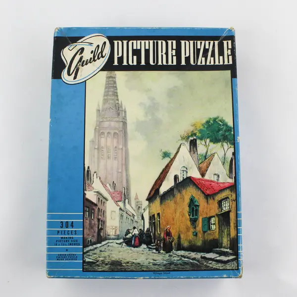 Vintage 304 Pcs. Interlocking  Jigsaw Puzzle Village Street #2900 Complete