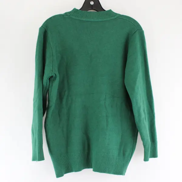 Unbranded Women's M/L Green Faux Fur Lined Embroidered Button Up Cardigan 