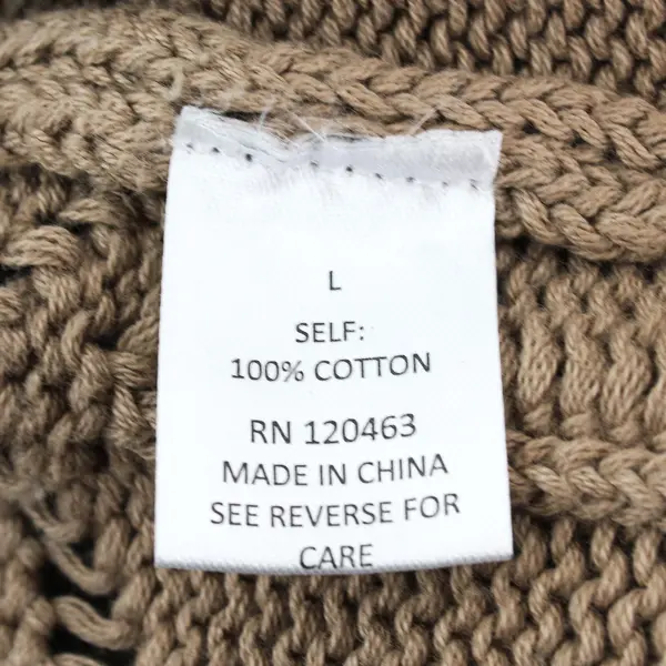 East of June Women's L Brown Open Knit 100% Cotton Long Sleeve Pullover Sweater