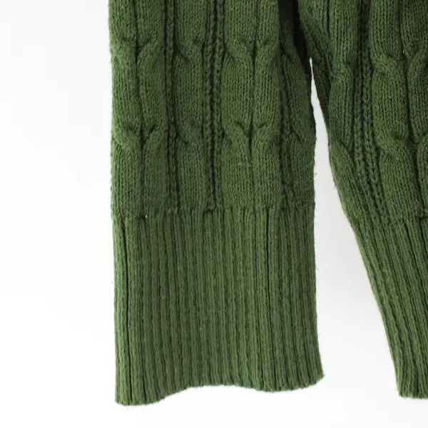 St. Johns Bay Women's XL Green Cable Knit Long Sleeve Cotton Blend Sweater