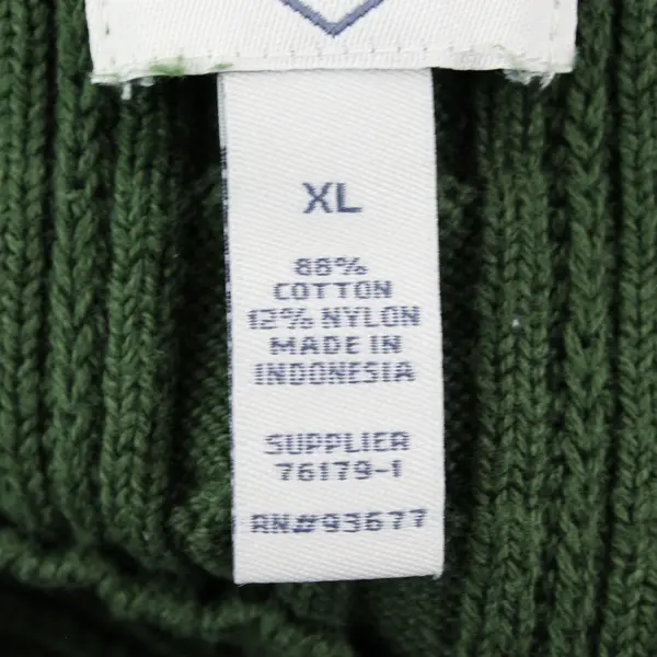 St. Johns Bay Women's XL Green Cable Knit Long Sleeve Cotton Blend Sweater