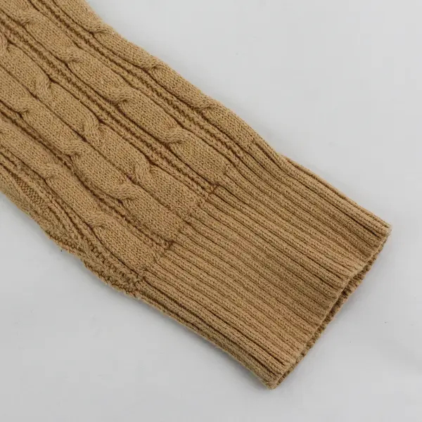 St. Johns Bay Women's L Tan Cable Knit Long Sleeve Cotton Blend Pullover Sweater