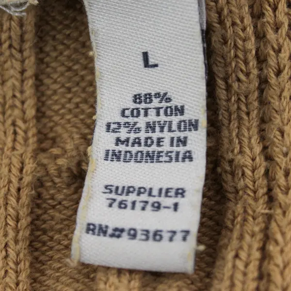 St. Johns Bay Women's L Tan Cable Knit Long Sleeve Cotton Blend Pullover Sweater