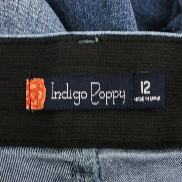 Indigo Poppy Women's 12 Medium Wash Elastic Waistband Flare Leg Denim Jeans