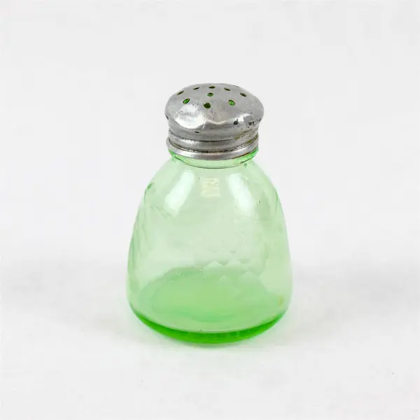 Vintage Green Depression Glass Salt Shaker 3.25in