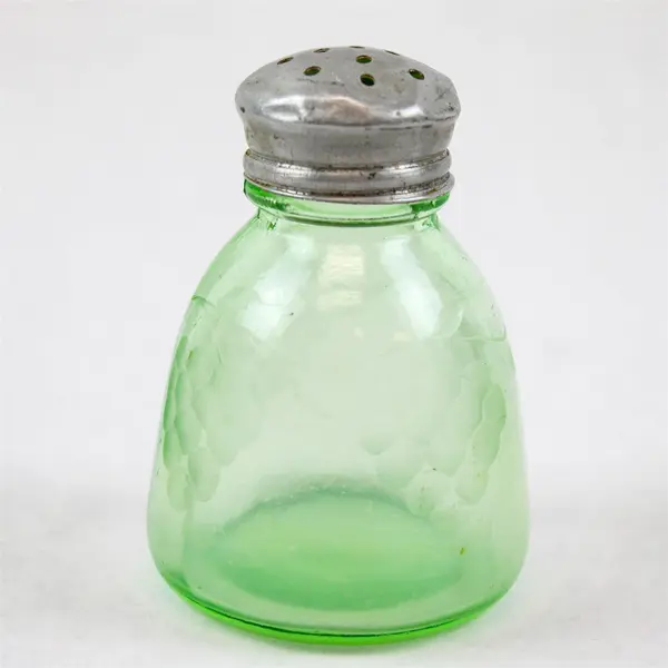 Vintage Green Depression Glass Salt Shaker 3.25in