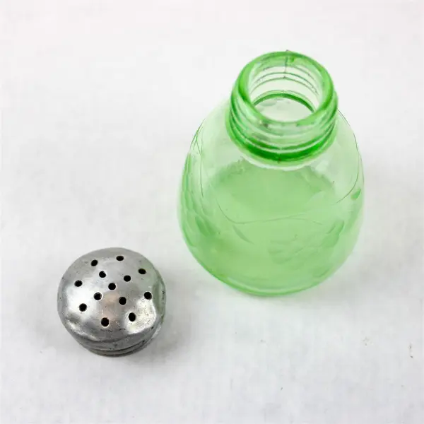 Vintage Green Depression Glass Salt Shaker 3.25in