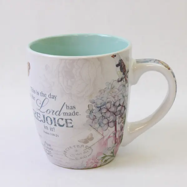 Christian Art Gifts Ceramic Coffee Mug - White & Teal Good Pre-Owned