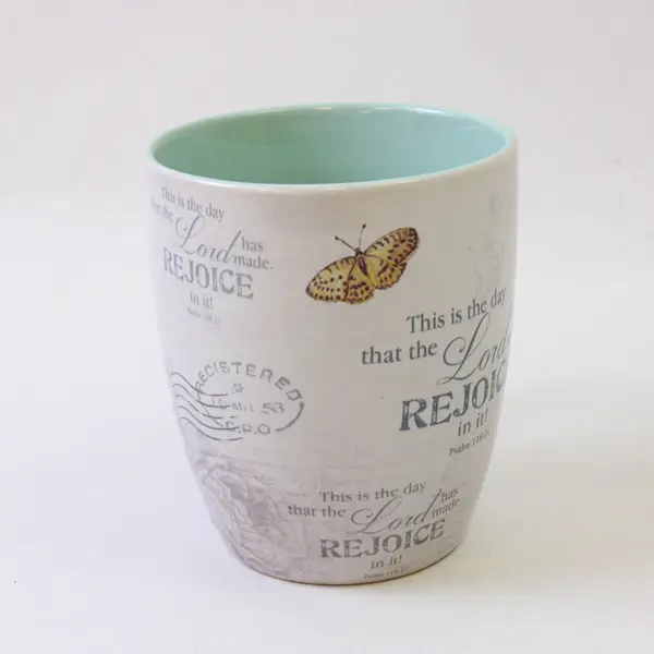 Christian Art Gifts Ceramic Coffee Mug - White & Teal Good Pre-Owned