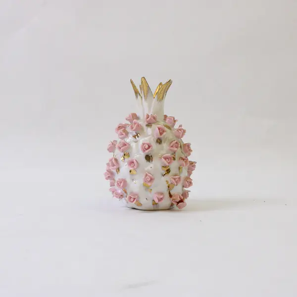 Set of 2 Vintage  Porcelain Salt & Pepper Shakers Pink Flowers Gold Accents