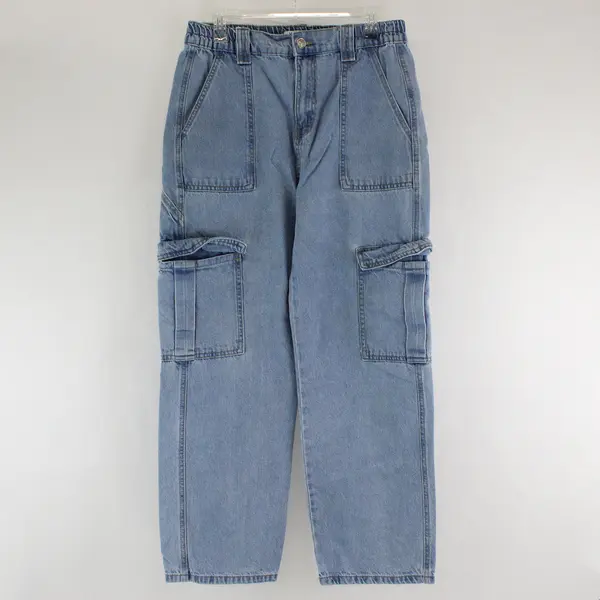 Wax Jean Collection Women's L (32x30) Light Wash Denim Cargo Jeans