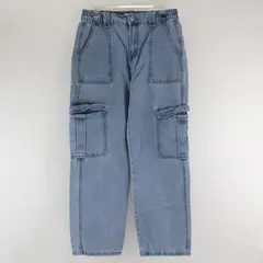 Wax Jean Collection Women's L (32x30) Light Wash Denim Cargo Jeans