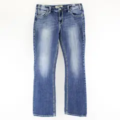 Rock & Roll Women's 29x32 Medium Wash Mid-Rise Relaxed Straight Leg Denim Jeans