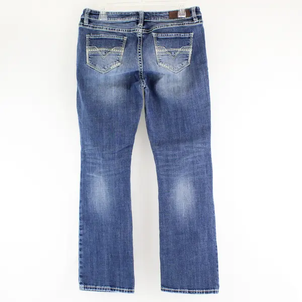 Rock & Roll Women's 29x32 Medium Wash Mid-Rise Relaxed Straight Leg Denim Jeans