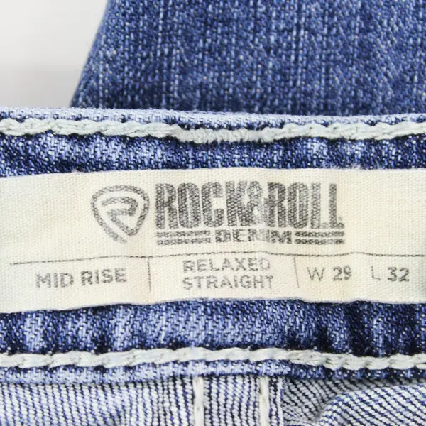 Rock & Roll Women's 29x32 Medium Wash Mid-Rise Relaxed Straight Leg Denim Jeans