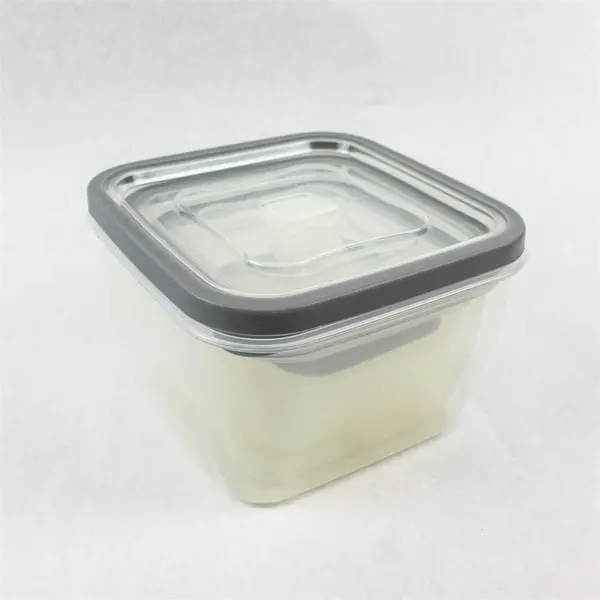 Lot of 4 Clear Square Food Storage Containers Grey Rim 330ml-2.88L Stackable