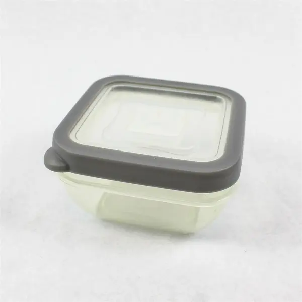 Lot of 4 Clear Square Food Storage Containers Grey Rim 330ml-2.88L Stackable