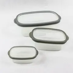 Lot of 3 Clear Rectangular Food Storage Containers 220/800/2600mL Grey Lids