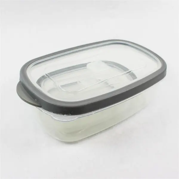 Lot of 3 Clear Rectangular Food Storage Containers 220/800/2600mL Grey Lids