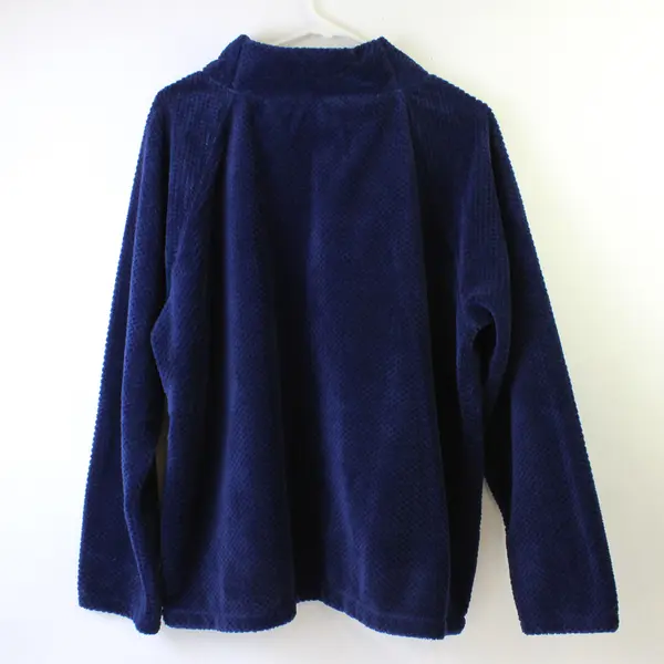 St. John's Bay Blue Fuzzy Stand Collar Long-Sleeved Pullover Women's XL