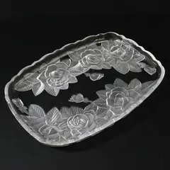 Studio Nova Winter Rose Frosted Rose Hors d Oeuvre Tray 11.75”x 8.5”