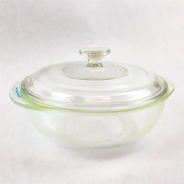 Pyrex 2Qt (1.9L) Clear Glass Round Casserole Dish w/ Lid 8.5"