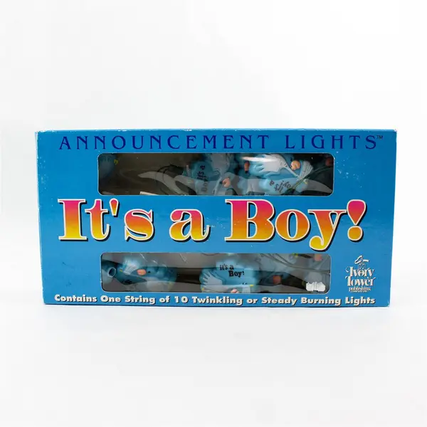 Ivory Tower Publishing It's a Boy Announcement String Lights Baby Shower Decor