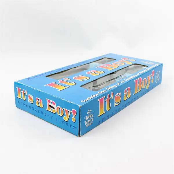 Ivory Tower Publishing It's a Boy Announcement String Lights Baby Shower Decor