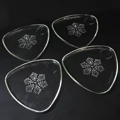 Set of 4 Indiana Glass Clear Snowflake Triangle Snack Trays  Only No Cups