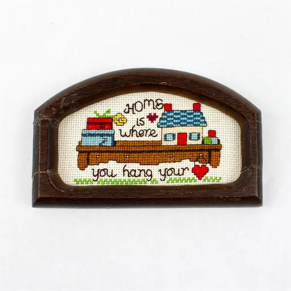 Lot of 3 Vintage Counted Cross Stitch Signs Wood Frames Bed & Breakfast Love