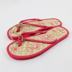 Surf Bay Brand Pink Straps With Woven Straw Sandal Flip Flops Women's Size 6