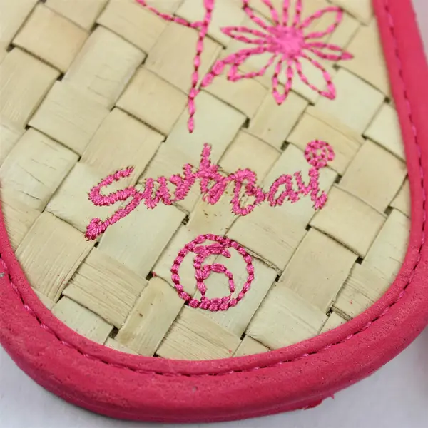 Surf Bay Brand Pink Straps With Woven Straw Sandal Flip Flops Women's Size 6