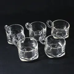 Lot of 5 Hazel Atlas 1305 Snack Cups Clear Beaded Handles 