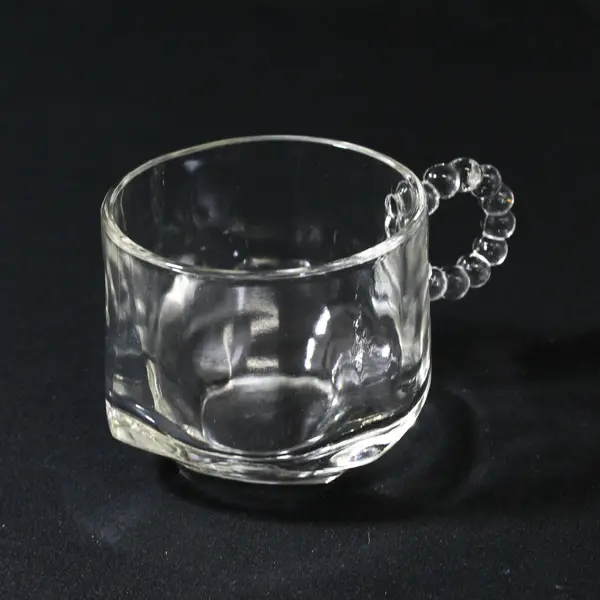 Lot of 5 Hazel Atlas 1305 Snack Cups Clear Beaded Handles 