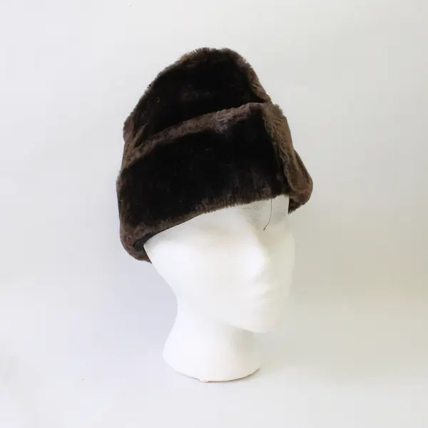 Vintage Brown Faux Fur Russian-Style Winter Hat Women's Warm