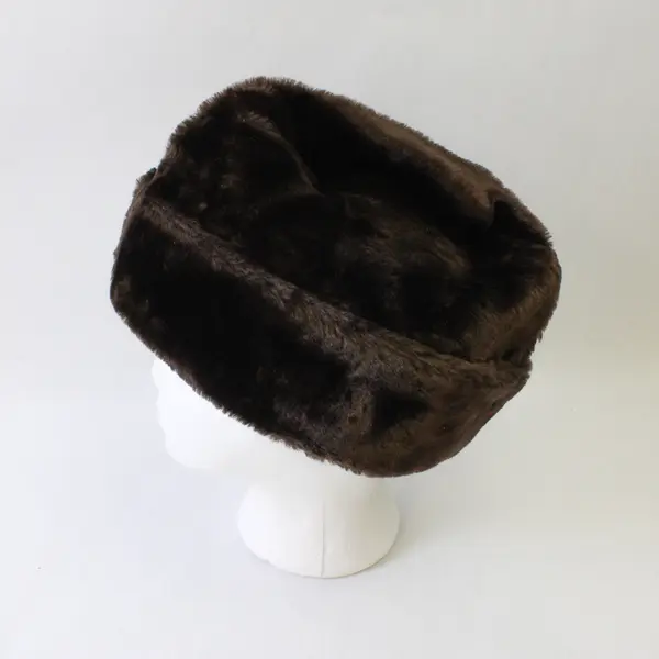 Vintage Brown Faux Fur Russian-Style Winter Hat Women's Warm