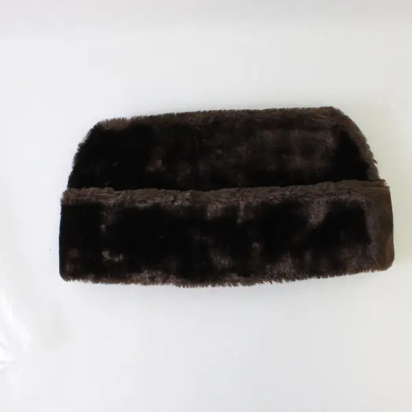 Vintage Brown Faux Fur Russian-Style Winter Hat Women's Warm