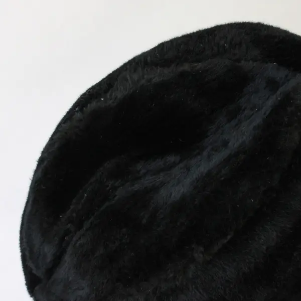 Vintage Black Faux Fur Russian-Style Women's Winter Hat 