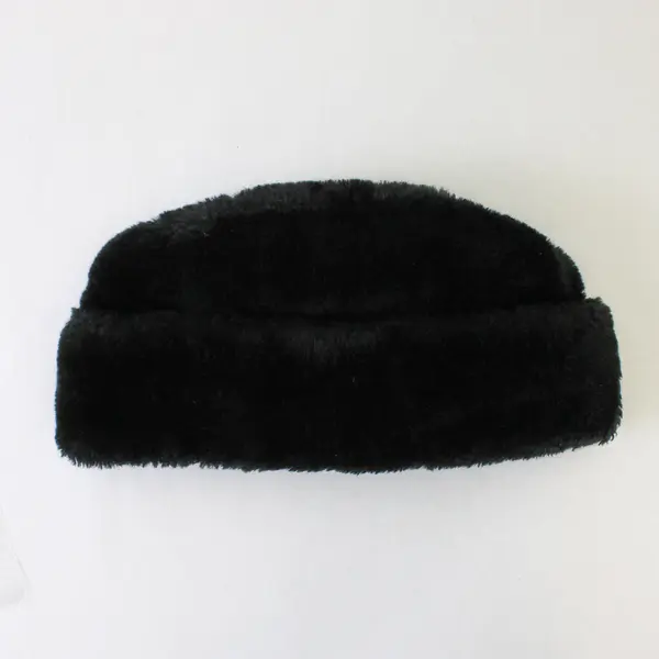 Vintage Black Faux Fur Russian-Style Women's Winter Hat 