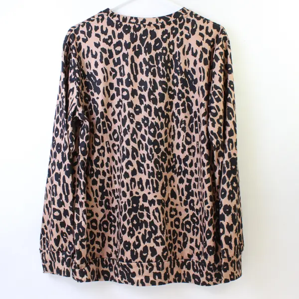 Exclusive Leopard Print Long-Sleeved Shirt Women's XL