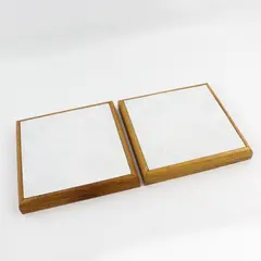 Set of 2 Handmade Wood And Floor Tile Trivets By Virgil L. Webster 9" x 9"