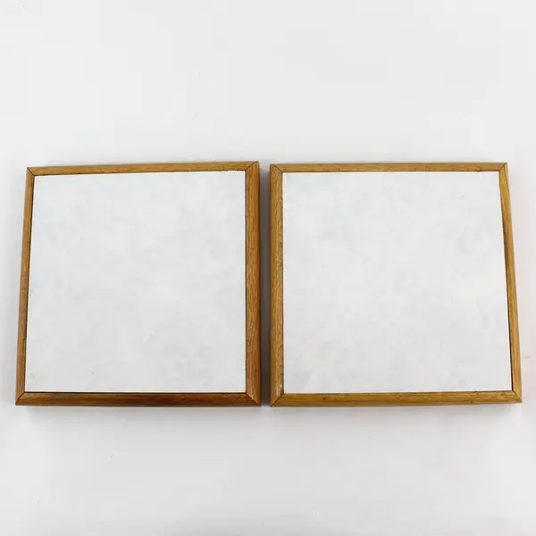 Set of 2 Handmade Wood And Floor Tile Trivets By Virgil L. Webster 9" x 9"