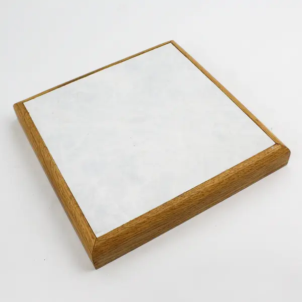 Set of 2 Handmade Wood And Floor Tile Trivets By Virgil L. Webster 9" x 9"