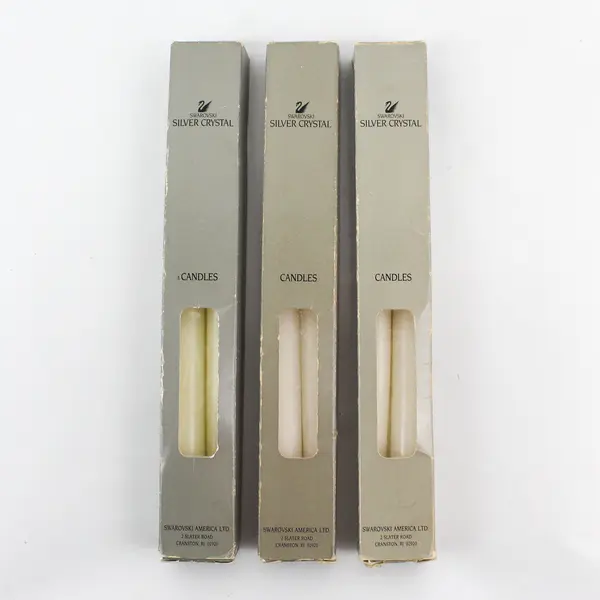  3 Boxes of 2 Swarovski Taper Candles For Swarovski Silver Crystal Candle Holder