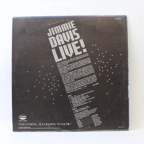 Jimmie Davis Live! 12" Vinyl Record