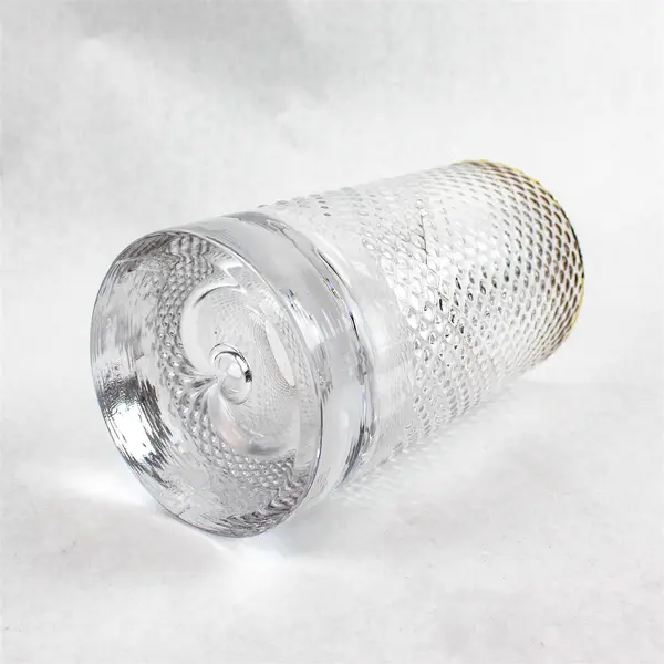 Unbranded Clear Cylinder Shaped Bouquet Vase Gold Trim Home Decor 7.5" Tall
