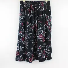 Vintage Bon Marché Floral Print Black Midi Skirt Women's Size 16
