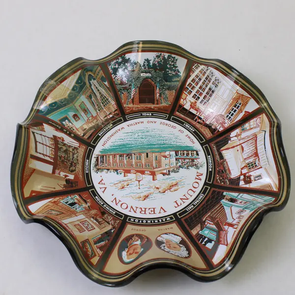 Houze Art Glass Mount Vernon George Washington Vintage Fluted Souvenir Plate