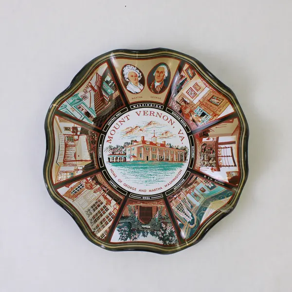 Houze Art Glass Mount Vernon George Washington Vintage Fluted Souvenir Plate